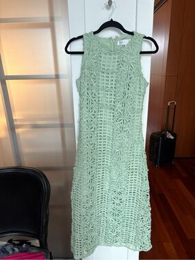 Endless Rose turquoise Green Crochet Midi Dress